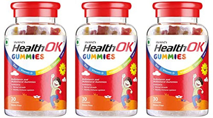 Mankind Health OK Gummies, Multivitamin and Multimineral for Kids, Supports Growth, Healthy Immune system & Brain Function, 30 Gummies x 3