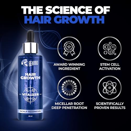 Beardo Hair Growth Serum, 60 ml | Biotin for Hair Growth | Redensyl for Stem Cell Activation | Caffe| Advanced Hair Growth Vitalizer | Hair Growth Oil