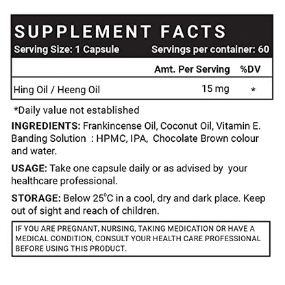 INLIFE Hing Oil Capsule (Asafoetida) Digestion Support, Irritable Bowel Syndrome Supplement, 15mg - 60 Veg Capsules