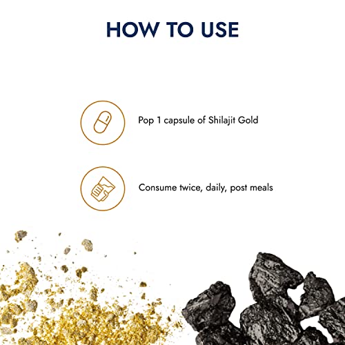 Kapiva Shilajit Gold 60 Capsules | Contains 24 Carat Gold | Boosts Stamina In 4 Weeks | 100% Ayurvedic