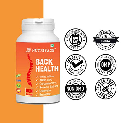 Nutrisage Back Health, Spine and Disc, Back Pain Relief with 9 Potent Herbs, Herniated Disc 60 Veg Cap (Pack of 2)