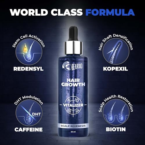 Beardo Hair Growth Serum, 60 ml | Biotin for Hair Growth | Redensyl for Stem Cell Activation | Caffe| Advanced Hair Growth Vitalizer | Hair Growth Oil