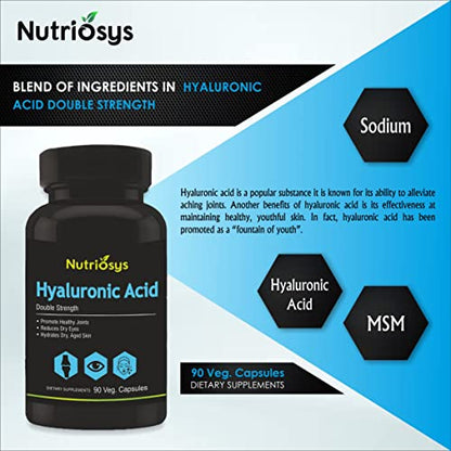 Nutriosys Hyaluronic Acid Double Strength - 90 Veg Capsules (Pack of 1)