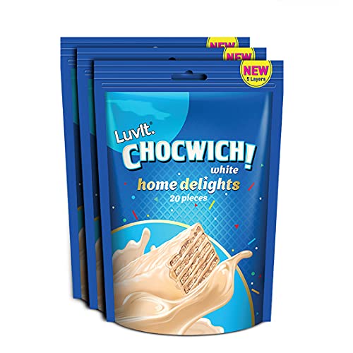 LuvIt Chocwich White Home Delights Wafer Chocolates | Crunchy & Delicious | Homepack | Gift Combo | Pack of 3 - 170g Each