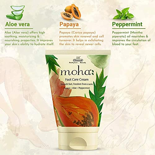 moha: Foot Cream For Rough, Dry and Cracked Heel, Feet Cream For Heel Repair With Benefits Of AleoVera, Papaya & Peppermint (200 gram)