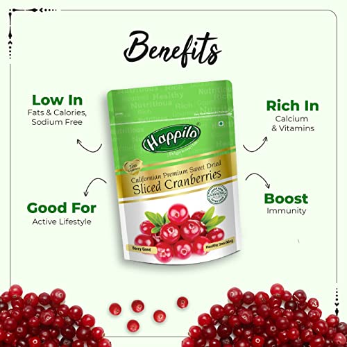 Happilo Premium Californian Dried and Sweet Sliced Cranberries ,200 g
