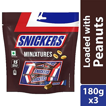 Snickers Miniatures Peanut Filled Chocolate, 510g (170g x 3 Pack)