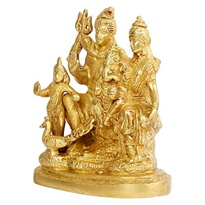 Brass Lord Shiva Parvati Kartikeya and Ganesha Murti Shiv Family Parivar Idol Statue 6 Inches Height