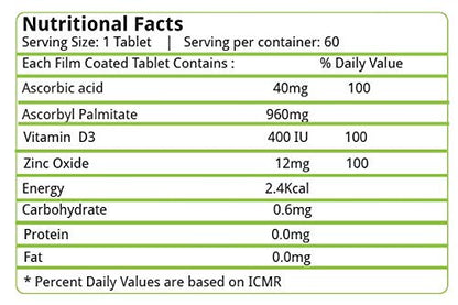 nature's velvet Immunity Booster with Vitamin C, Vitamin D3 and Zinc for Strong Defence against Bacterial and Viral Infections - 60 Tablets Pack of 1