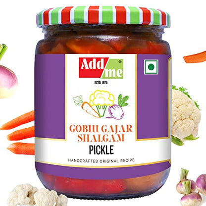 Add me Home Made Sweet Mixed Pickle of Gobhi Gajar Shalgam Achar, 600 gm