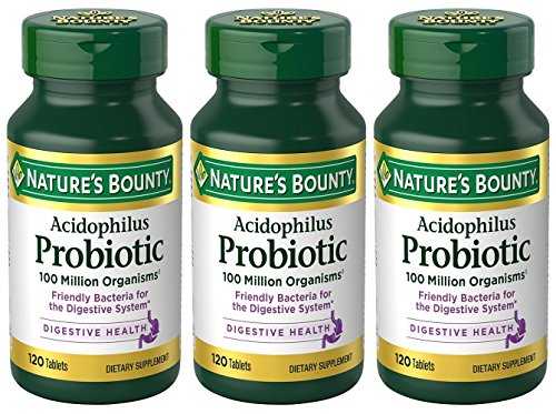 Nature's Bounty Probiotic Acidophilus, 360 Tablets (3 X 120 Count Bottles)