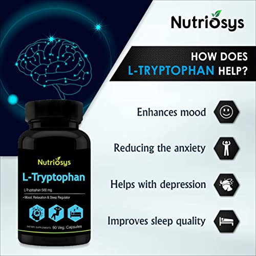 Nutriosys L-Tryptophan 500mg | 90 Veg Capsules | Pack of 2