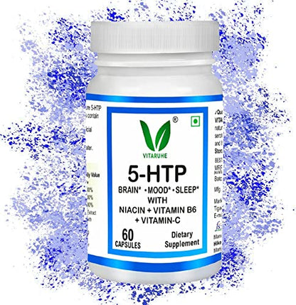 VITARUHE 5-HTP Plus Formula 200 Mg for Mood, Stress, and Sleep Support, 60 Vegan Capsules