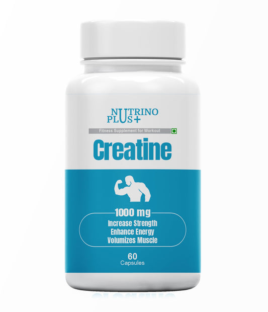 NutrinoPlus Creatine capsules 1000 Pre Intra Post Workout Supplement | for Muscle Recovery And Buildith L- leucine, L- Isoleusine, L- valine (60 Caps)