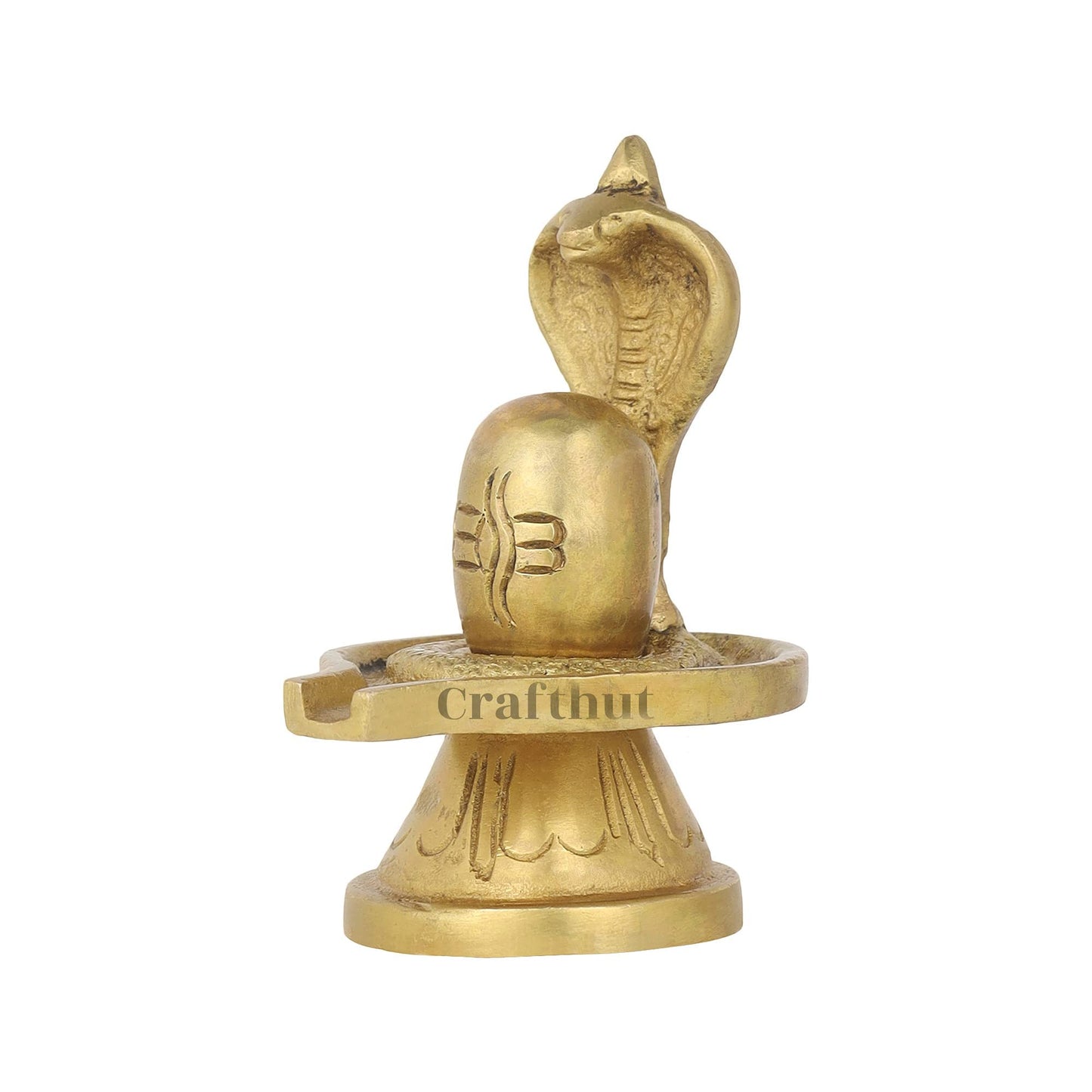 Spiritually Energized Brass Shivling Figure Shiv Ling Statue/Idol for Puja and Gift Purpose (LxBxH - 6.5 x 5 x 7.5 Cm) Wt - 190 Gm