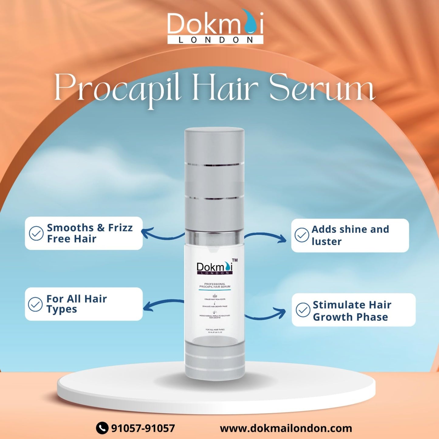 Dokmai LONDON Professional Procapil hair Serum vitalize hair from roots stimulate hair growth phase  reactivate hair growth for all hair types (50 ml)