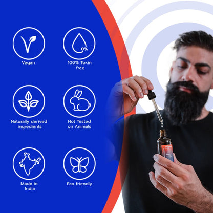 Environmanly Hair & Beard Serum For Men | 50 ml | Nourishes & Strengthens | Non-sticky | Anti-frizz All Hair & Beard Types | Eco-friendly | 100% Vegan