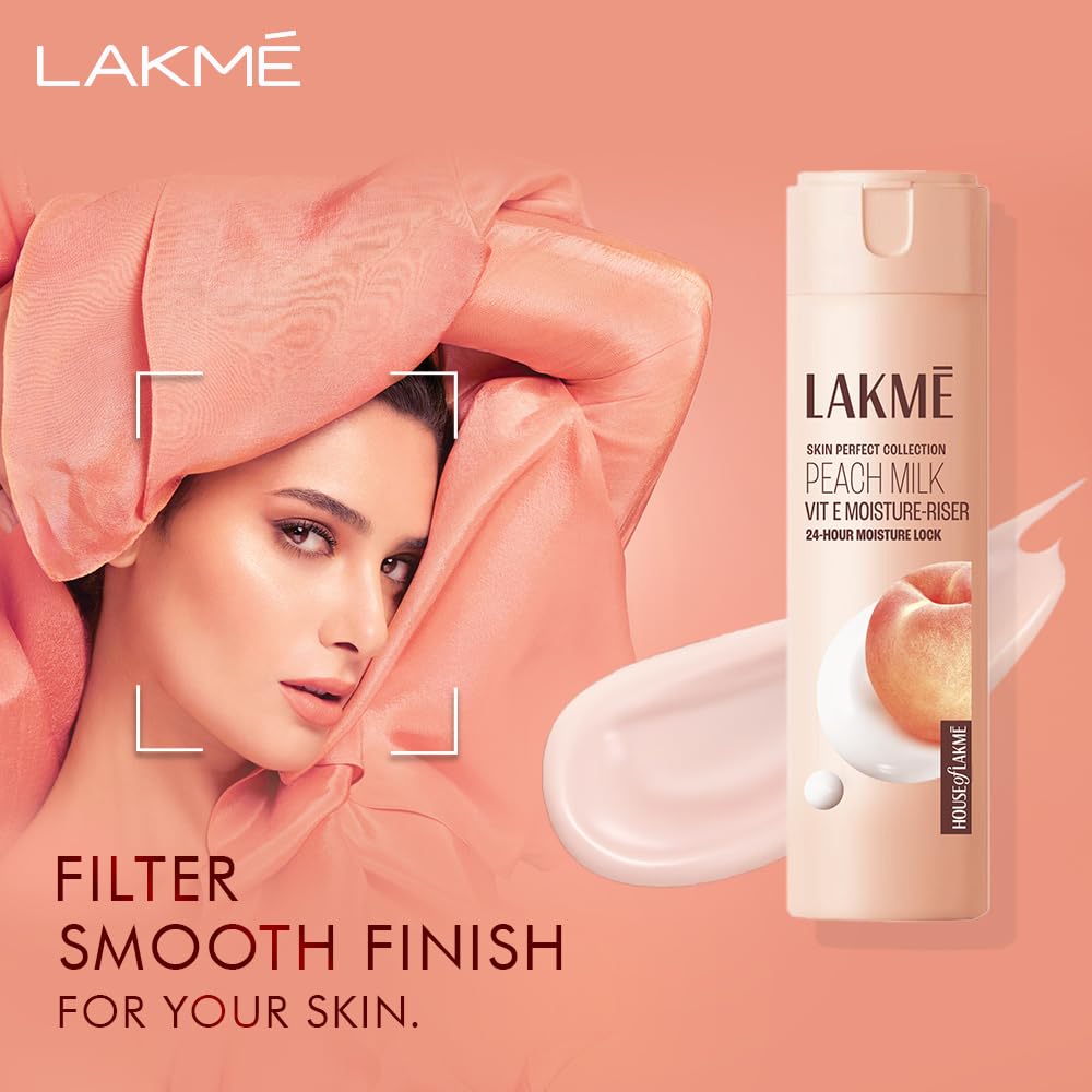 Lakme Peach Milk Face Moisturizer 200 ml, Daily Lightweight Lotion with Vitamin E for Soft Glowing Skin - Non Oily 24h Moisture for Women