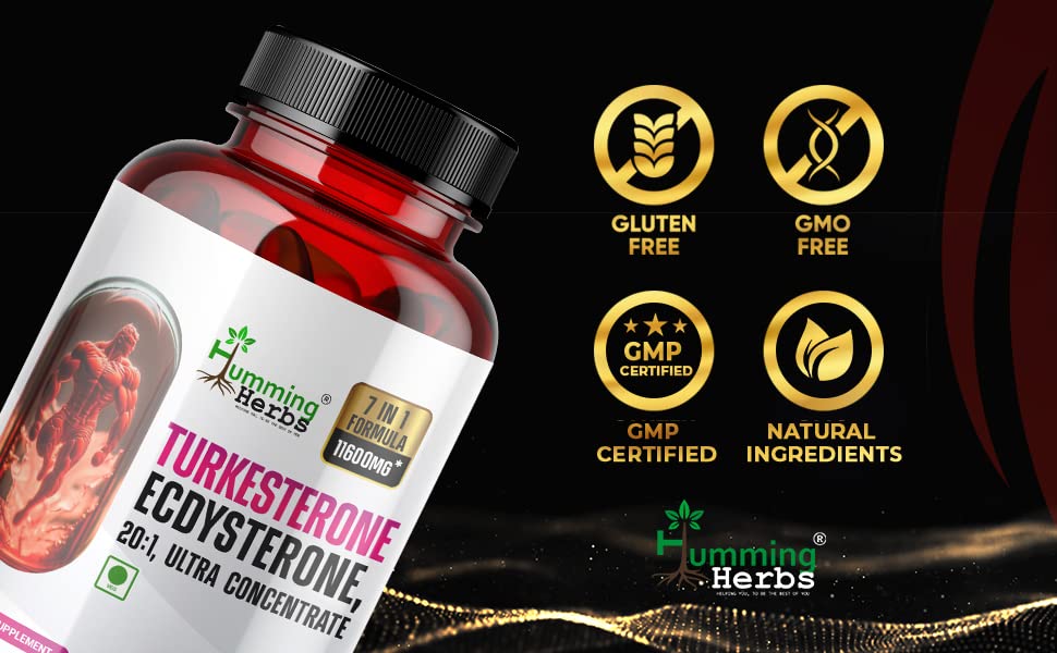 Humming Herbs Turkesterone Supplement | Ajuga Turkestanica Extract | 7in1 -11600mg eqv |Ecdysterone  Effectiveness | Third Party Tested |- 90 Capsules