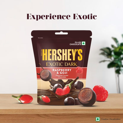 HERSHEY'S Exotic Dark Raspberry & Goji Flavor | Dark Cocoa Rich Chocolates 100g - Pack of 2