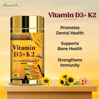 Vitaminnica Vitamin D3+ K2 | Support Bone & Heart Health for Men & Women | 60 Capsules | (Pack of 1)