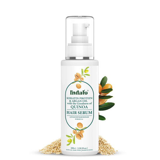 Indalo® Quinoa Protein Hair Serum with Keratin & Argan Oil for Silky and Soft, Smooth and Shiny Haird Hair, Advanced Hair Repair Formula Serum – 100ml