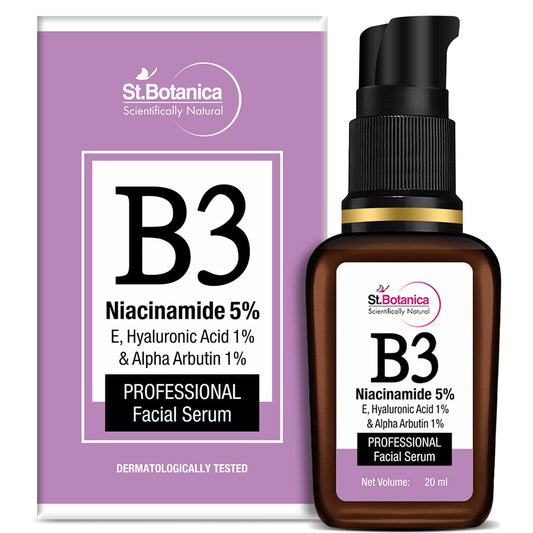 St.Botanica Niacinamide 5%, E + HA + Alpha Arbutin Face Serum, 20ml with 5% Niacinamide, Hyaluronic Acid | No Parabens & Sulphates | Vegan