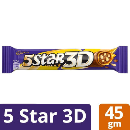 Cadbury 5 Star 3D Chocolate Bar, 45gm (Pack of 24)
