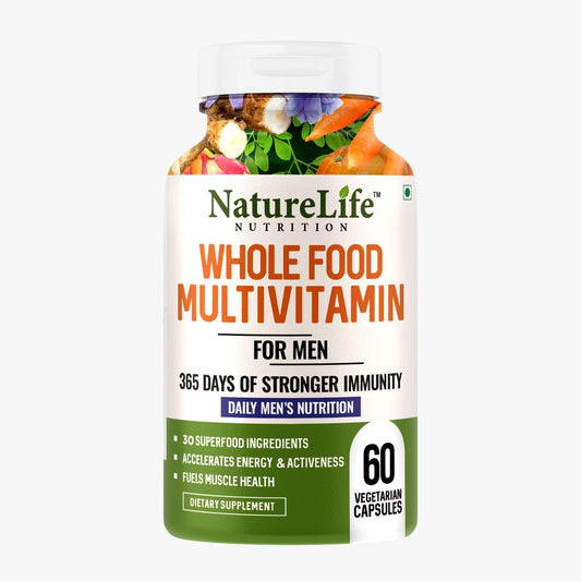 Nature Life Nutrition WholeFood Multivitamin for Men | Anti-oxidants, Energy, Metabolism, Immunity & Muscle Function ? 60 Veg Capsules