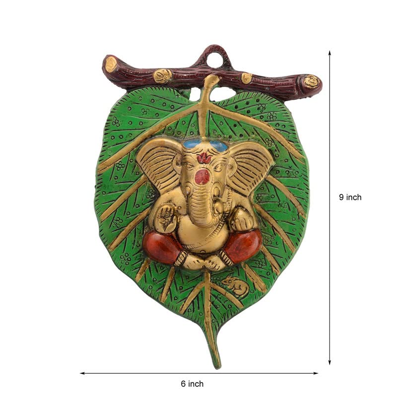 INTERNATIONAL GIFT Wall Hanging for Home (Green Leaf Ganesh)