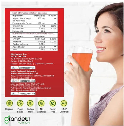 Grandeur Apple Cider Vinegar Tablets, 45 Effervescent Tabs