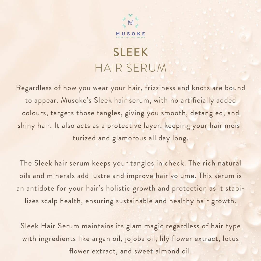 Musoke Sleek Hair Serum- Natural Hair Serum For Frizz-Free Hairs With Natural Oils | Protection And ry,Flyaway & Frizzy Hair| Extraordinary Oil| 30Ml.