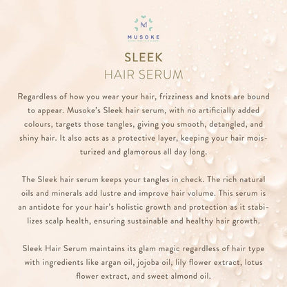 Musoke Sleek Hair Serum- Natural Hair Serum For Frizz-Free Hairs With Natural Oils | Protection And ry,Flyaway & Frizzy Hair| Extraordinary Oil| 30Ml.