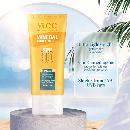 VLCC Mineral Sunscreen Tinted SPF 50 PA+++ Ultra Lightweight Non-Comedogenic (50gm)