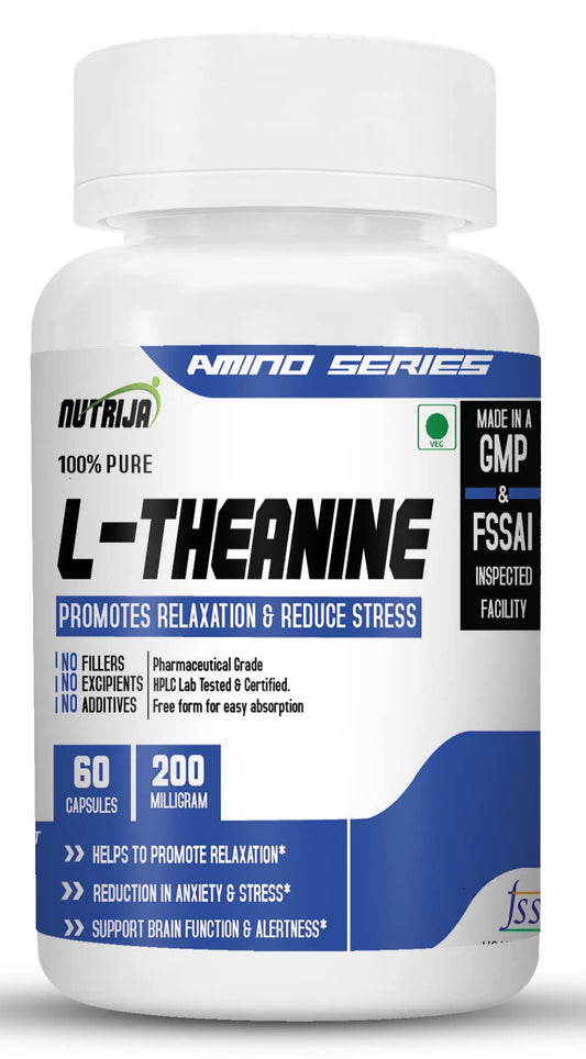 NutriJa L-Theanine 200MG | Promotes natural Relaxation, Restoration and Relief of Stress | Reduces anxiety & Support Brain Health (120 Capsules)