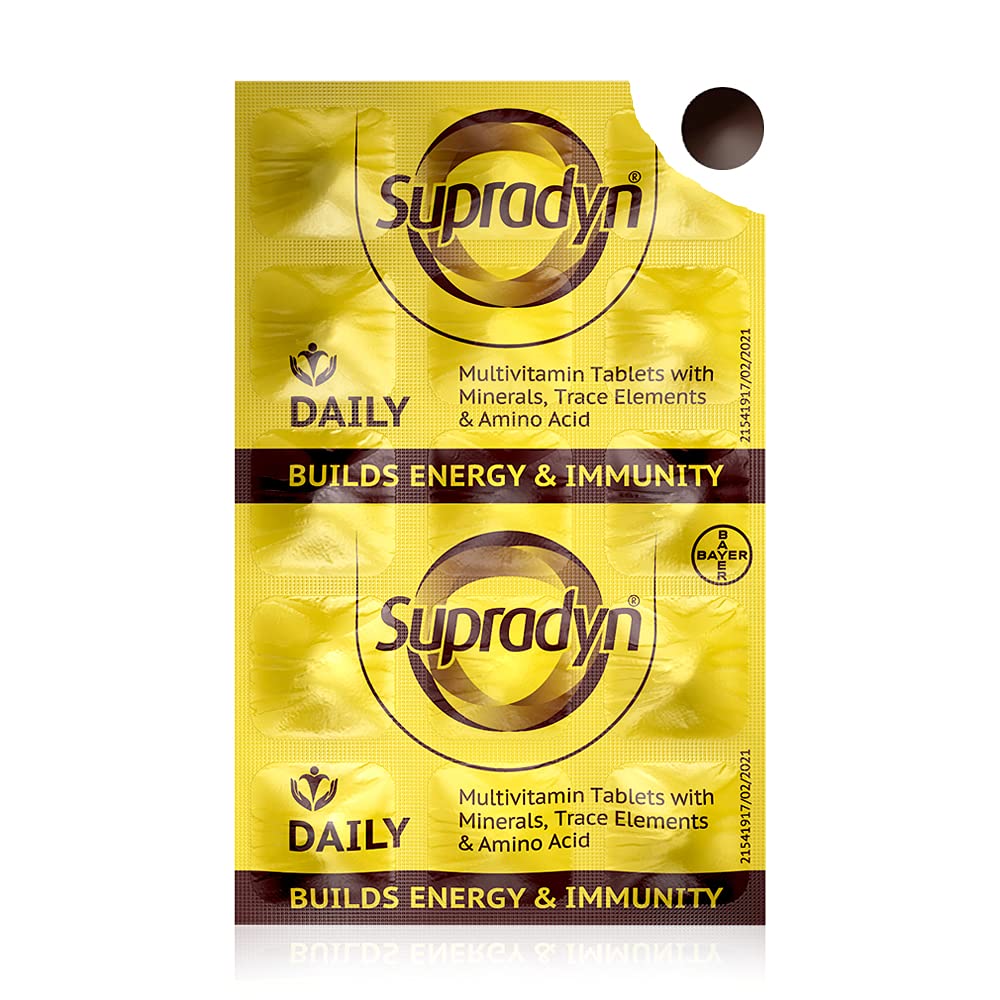 Supradyn Daily Multivitamin Tablets for Men & Women with Essential Zinc , 12 Vitamins, 5 Trace Elements for Daily Immunity & Energy , 225 Tablets