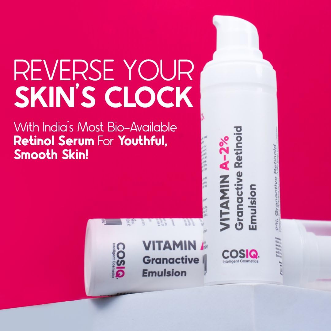 Cos-IQ 2% Vitamin A Granactive Retinoid Emulsion Face Serum | Vit-A Anti Ageing Night Cream Serum | For Women & Men | 30ml