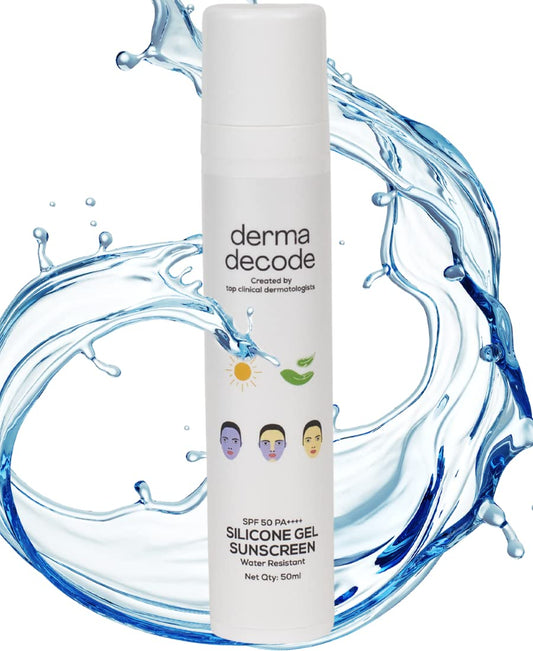 Derma Decode Waterproof Sunscreen for Swimming-Pool-Beach | Water-Resistant, Sweat-Proof, SPF 50 PA ightweight, Non-Greasy, For All Skin Types - 50 ml