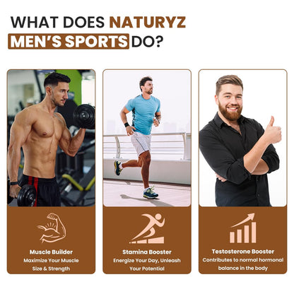 NATURYZ MEN'S SPORT Specialized Daily Multivitamin for Men with Highest 55 Nutrients (Vitamins, Minee growth, Energy, Strength & Immunity - 50 Tablets