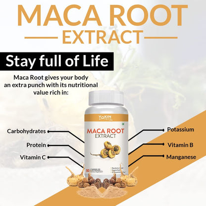 Vokin Biotech Maca Root Extract 800mg For Energy, Strength & Reproductive Health (90 Capsules)