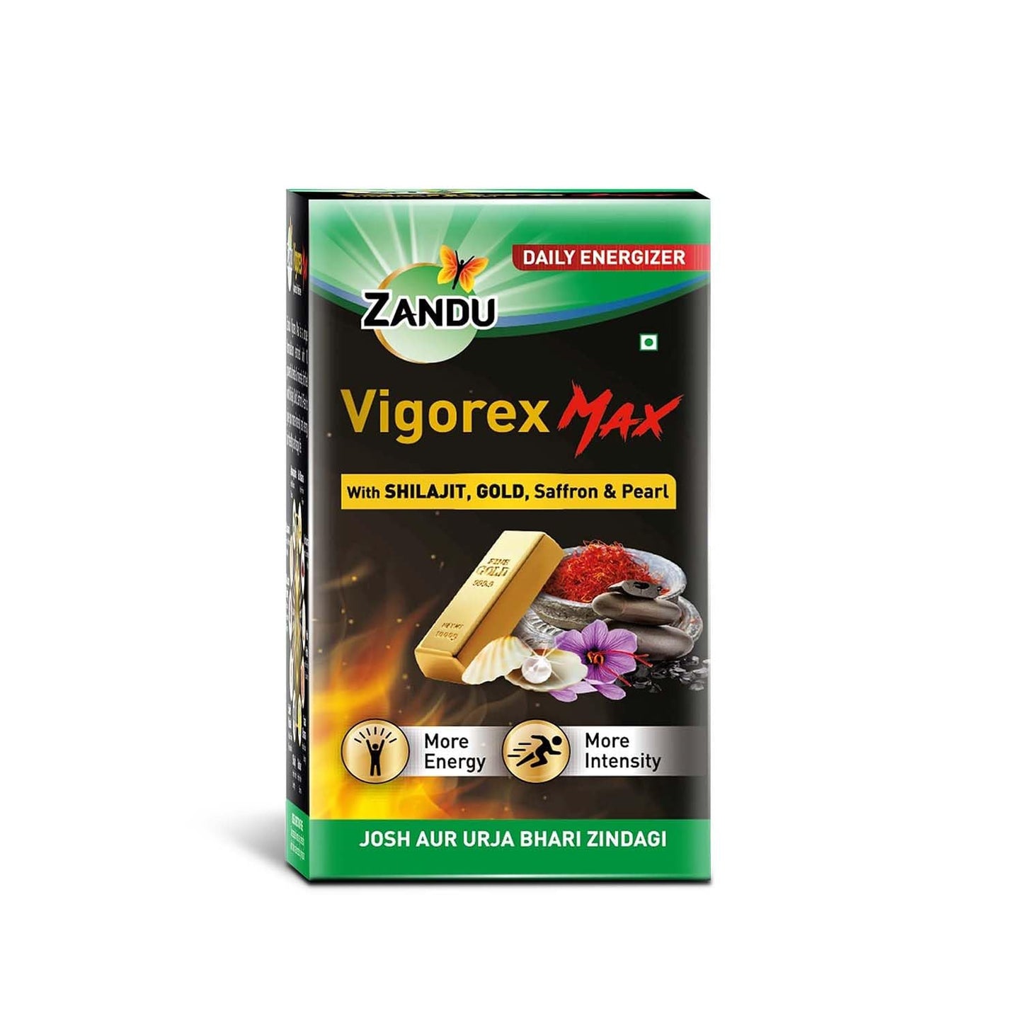 Zandu Vigorex MAX, 20 caps, enriched with Shilajit, Gold, Saffron, Pearl and Ashwagandha for intensity and energy