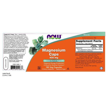 Now Foods Magnesium Capsules 400 mg - 180 Capsules