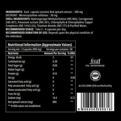 Curegarden Daily N-Durance Enhancer with powers from Red Spinach (Amaranthus)| Boosts Blood Circulatroves Cardiovascular Functions|400 mg| Veg Capsule
