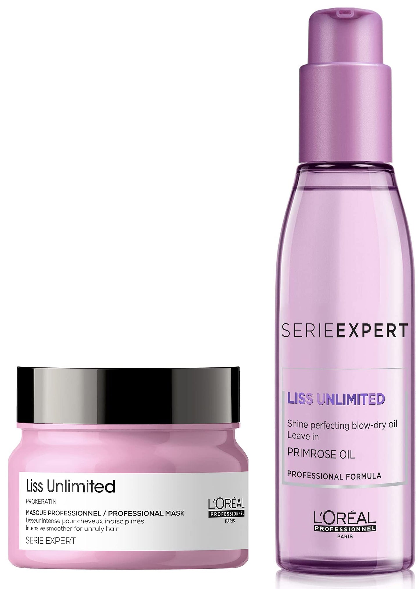 L'OREAL PROFESSIONNEL PARIS Serie Expert Liss Unlimited Blow Dry Serum, 125Ml For Frizz-Free Hair & rt Liss Unlimited Masque, 250G For Frizz-Free Hair