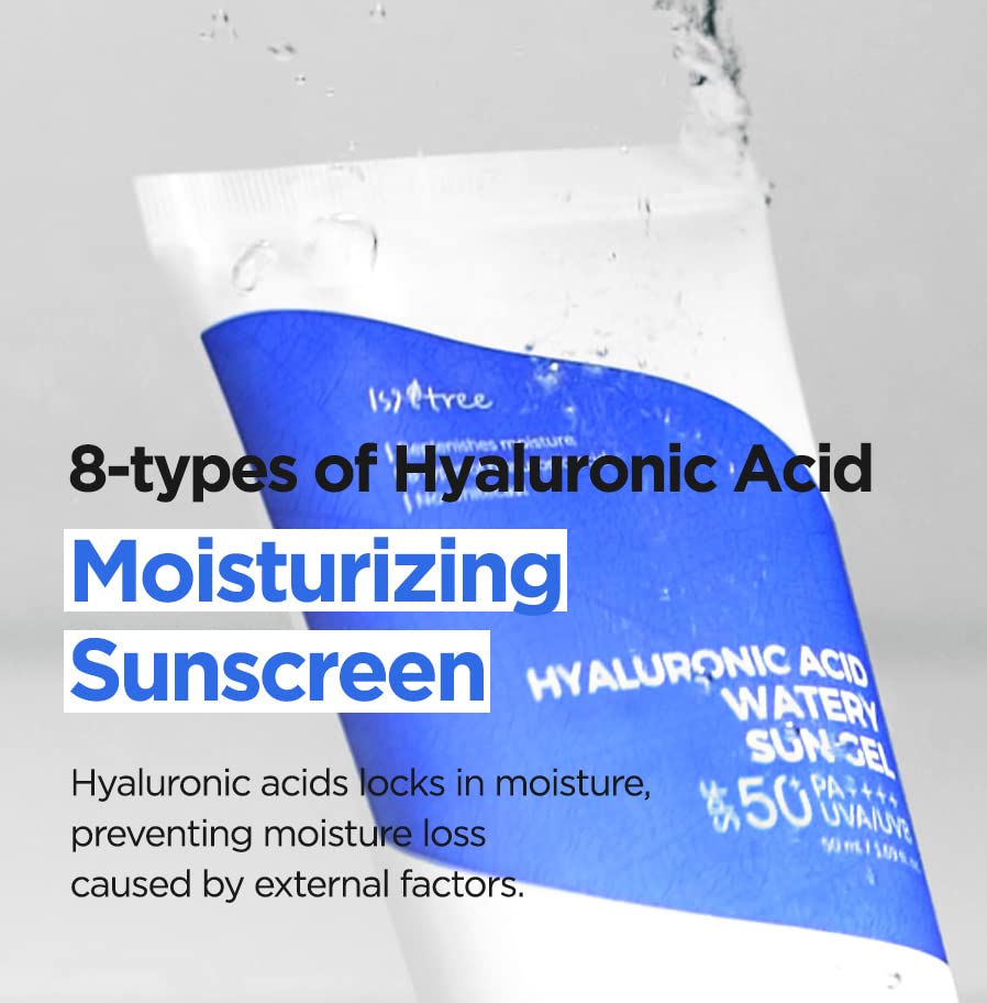 ISNTREE Hyaluronic Acid Watery Sun Gel SPF 50+ PA++++ 1.69 Fl Oz, 8 Types of Hyaluronic Acid, StrongRays, No White Cast, Reef-safe, Non-nano Sunscreen