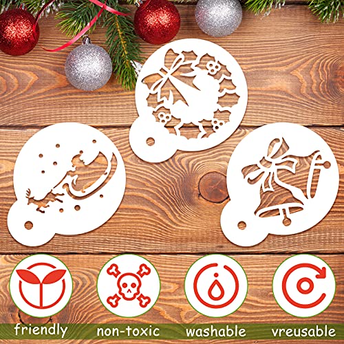 30 Pieces Christmas Cookie Stencil Snowflake Cake Templates Baking Painting Mould Tools for Christmas Party