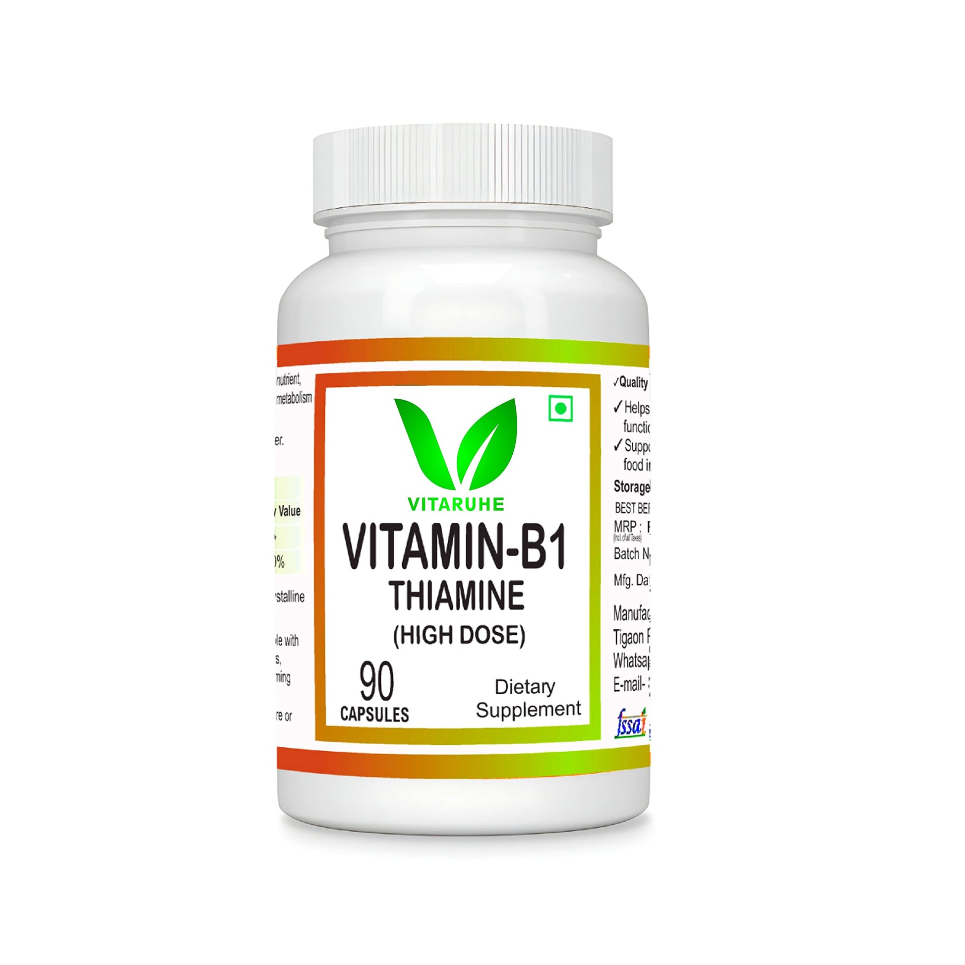 VITARUHE® Vitamin B1 (Thiamine) High Dose – 90 Capsules