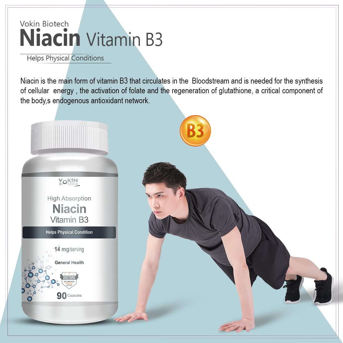 Vokin Biotech Niacin Vitamin B3 90 Veg. Capsules