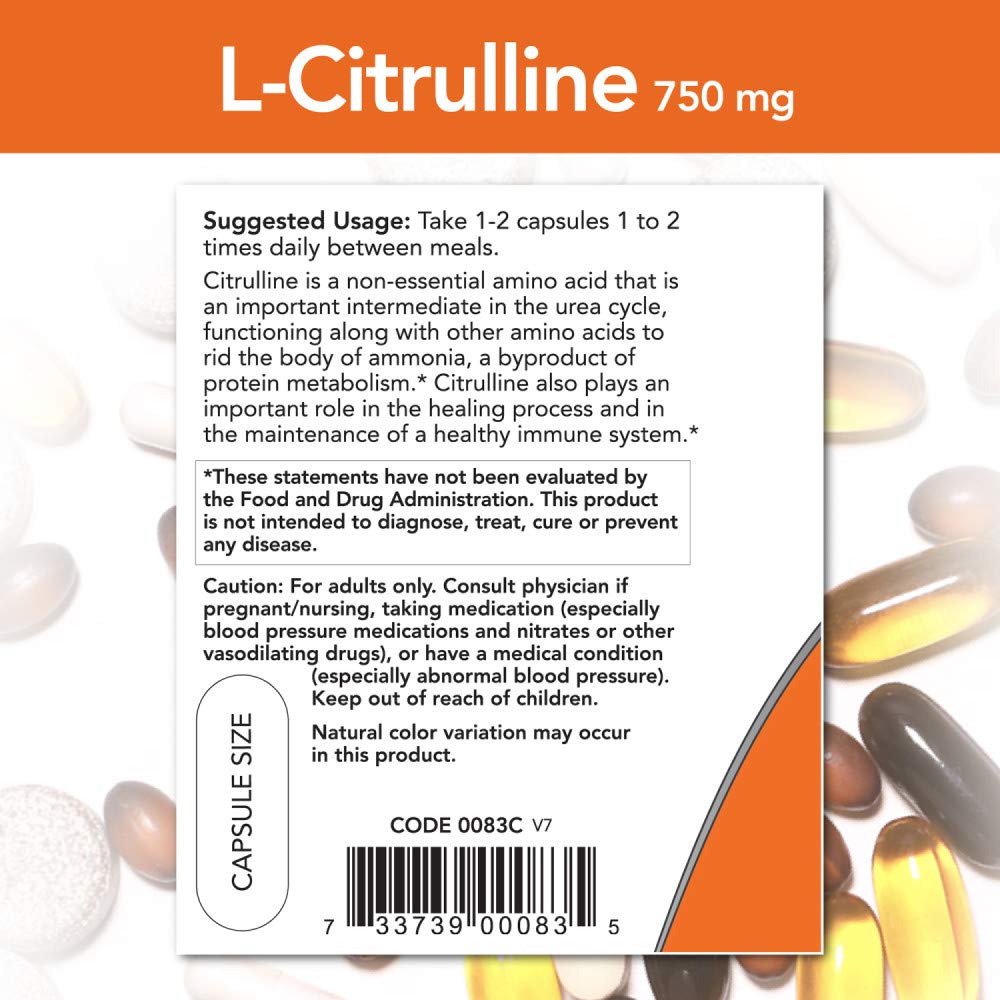 Now Foods L-Citrulline, 90 Caps 750 mg