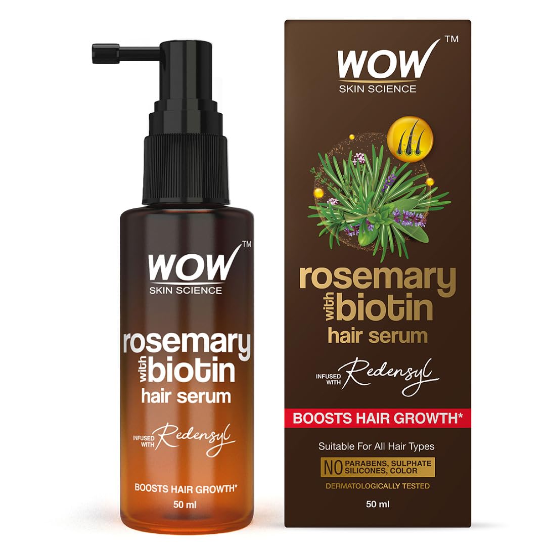 WOW Skin Science Rosemary & Biotin Hair Serum | Strengthens Weak Hair | Adds Volume | Revitalizes Hair | 50ml